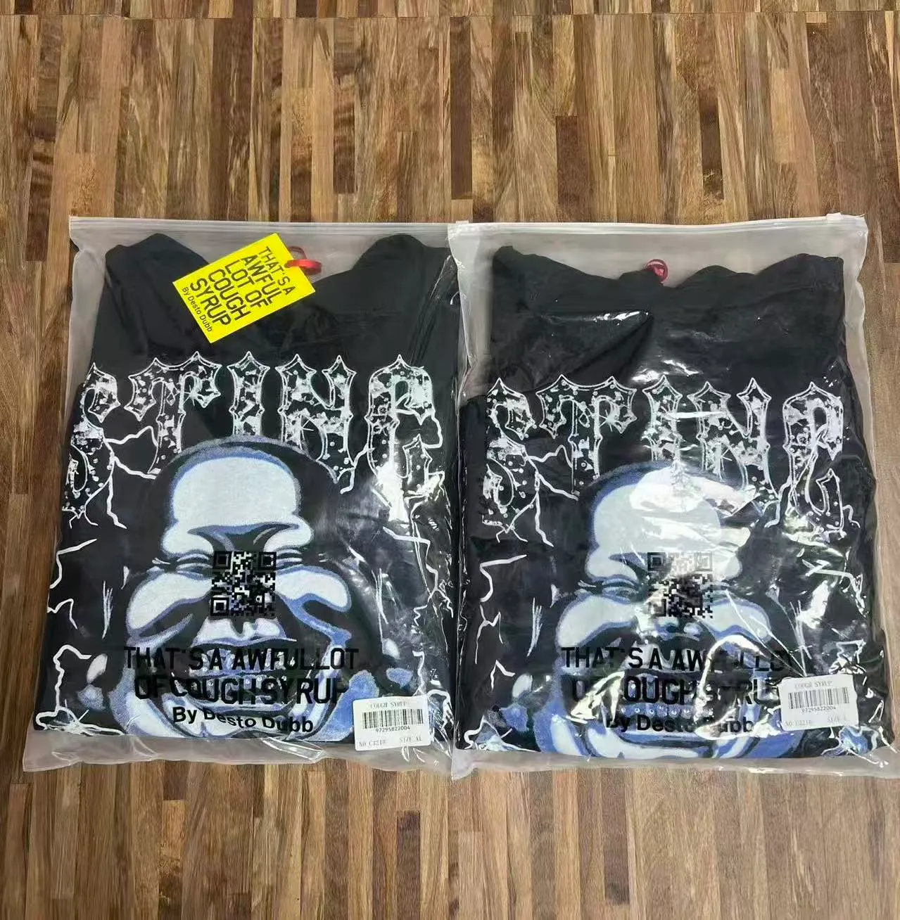 C 321# Black I P115 THAT'S A AWFUL LOT OF COUGH SYRUP In Stock Same Style. （fabric):420 100 Sizes（size）：S-M- L- X L （colour）： Black 👉 👉